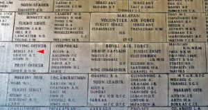 Bedell on Kranji Memorial Wall