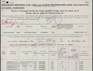 George Edward Roberts and family on ship manifest