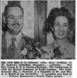 Wedding of Jean Bedell Paterson and Gilmour 26 May 1951