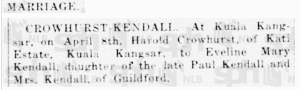 Kendall Crowhurst 20 April 1926