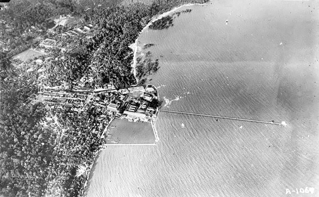 Muntok Pier Aerial View 1930s for web