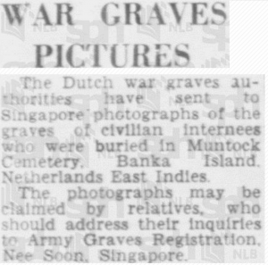 Muntok War Graves 9 November 1948
